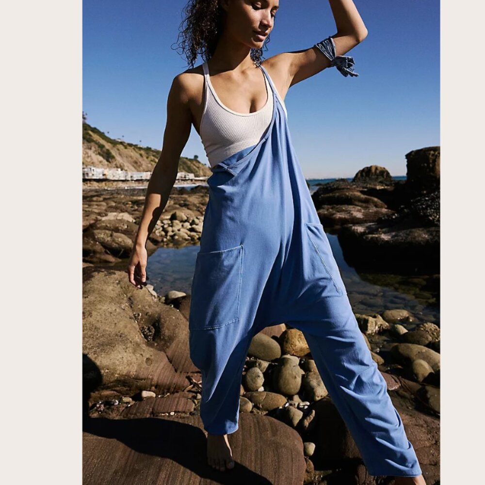 new Free People Hot Shot Onesie Jumpsuit 💙Misty Blue 257 3J2